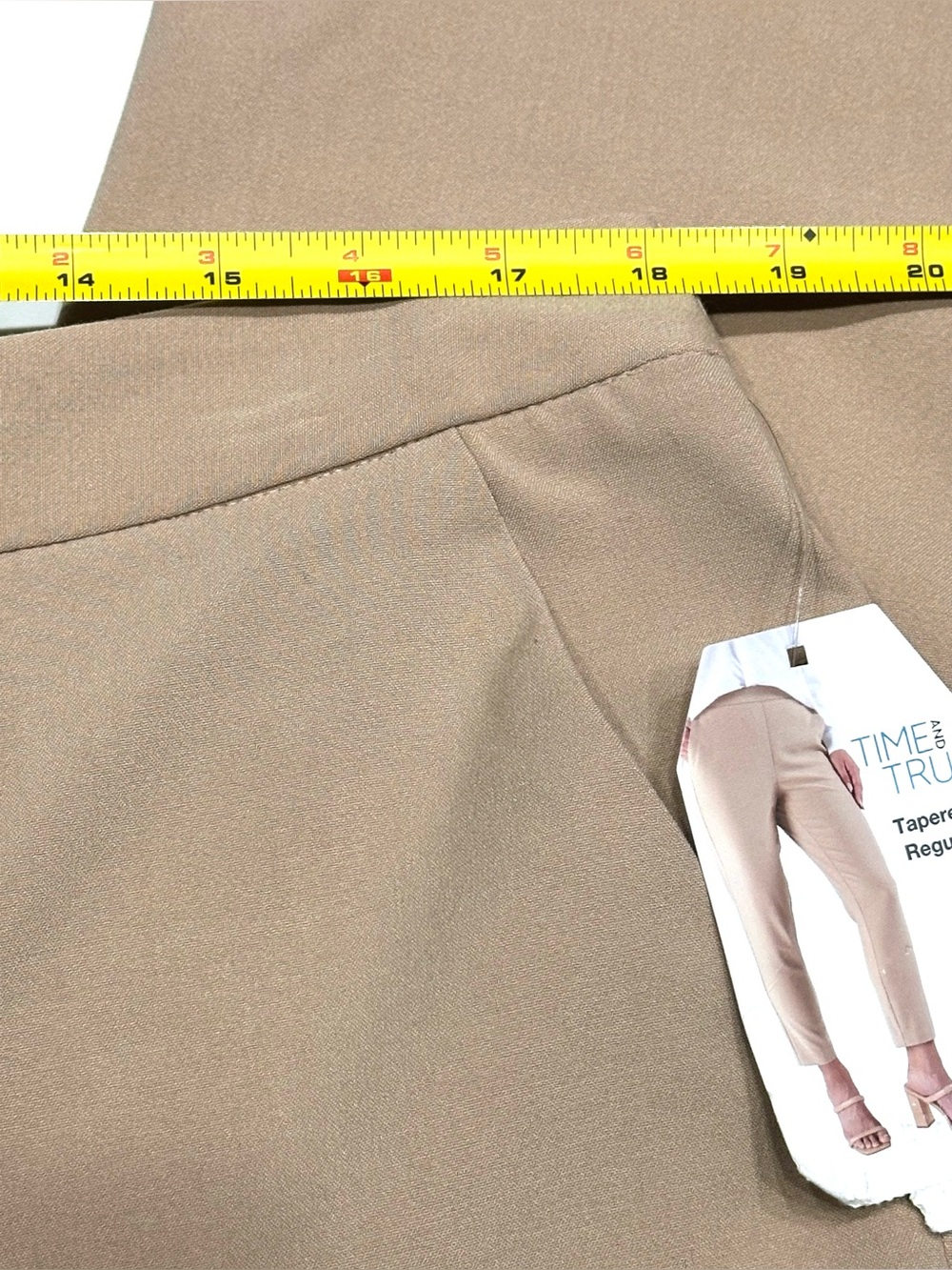 NEW, Time & Tru Tapered Regular Flat Front Tan Ankle Pants Women's 16/18 X-Large - Picture 9 of 13